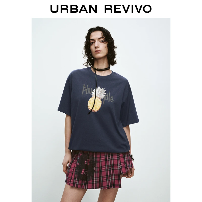 UR2025春季新款女装休闲水果印花宽松短袖T恤UYY450093