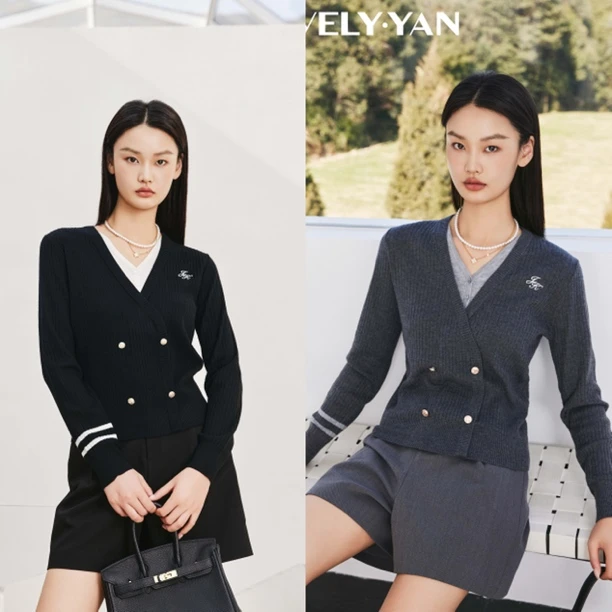 【店铺同款】LIVELY.YAN俪妍#假两件针织衫#黑色#深灰