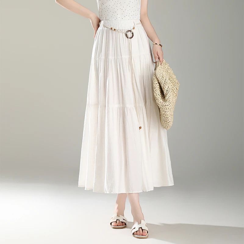 a字伞裙半身裙女夏季薄款大摆裙2025新款垂感百褶裙显瘦中长裙子