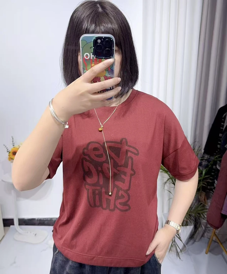 短袖T恤女宽松休闲百搭套头字母印花