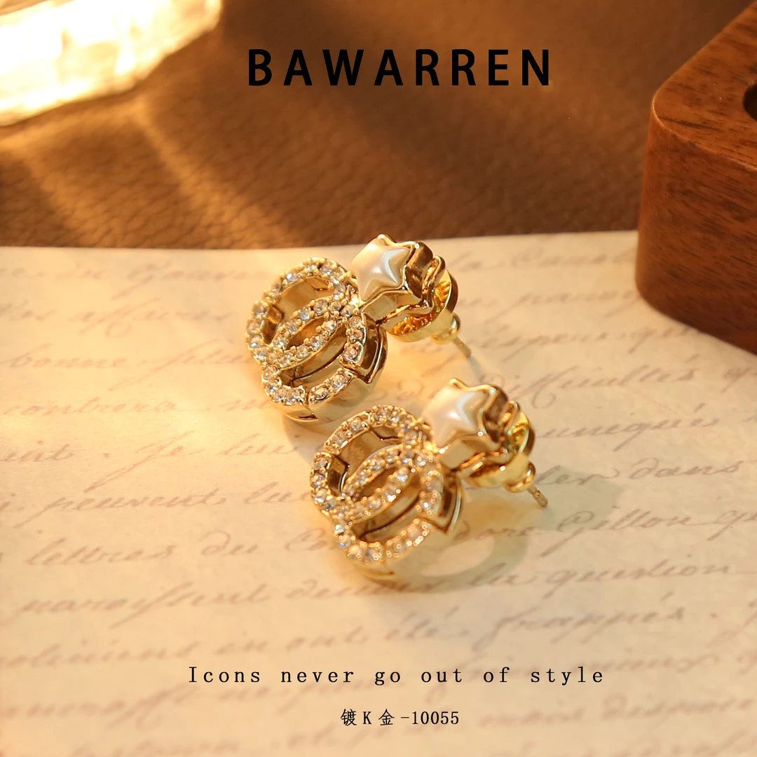 Bawarren 美❤ 10055-【双c】精致耳环小众欧美优雅