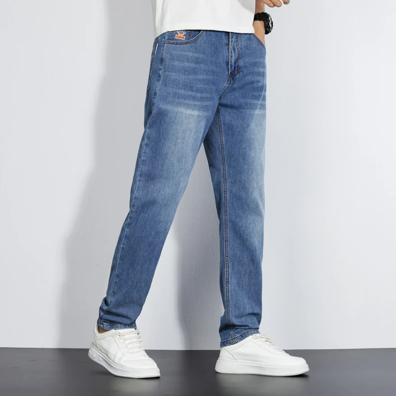 夏款薄款男士男款弹力牛仔裤高端直筒百搭休闲显瘦潮流新款裤子
