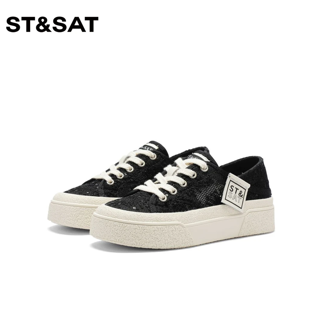 St&Sat/星期六休闲鞋女2024年夏季新款时尚百搭薄款透气网面板鞋