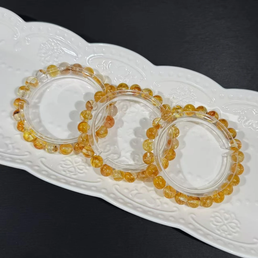天然黄色胶花水晶手链手串多样性发一8mm-Y175