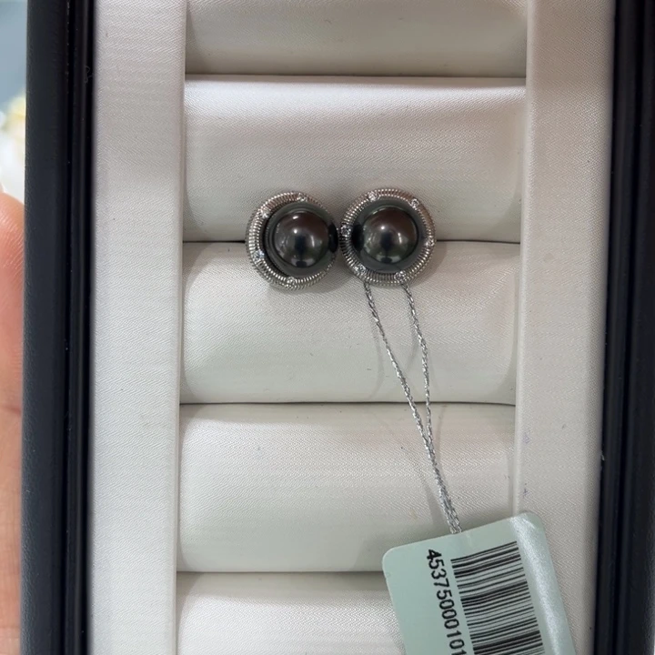 海水珍珠耳饰银S925镶嵌8-9mm