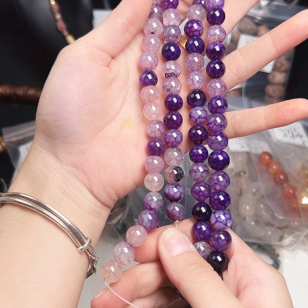 玛瑙/玉髓合金珠宝半成品u728 紫色龙鳞纹玛瑙一条