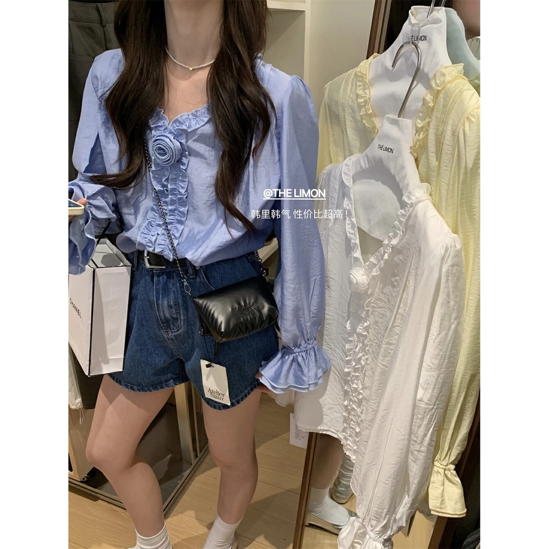 8325#【春天的花~】设计感满满花边工艺小衫