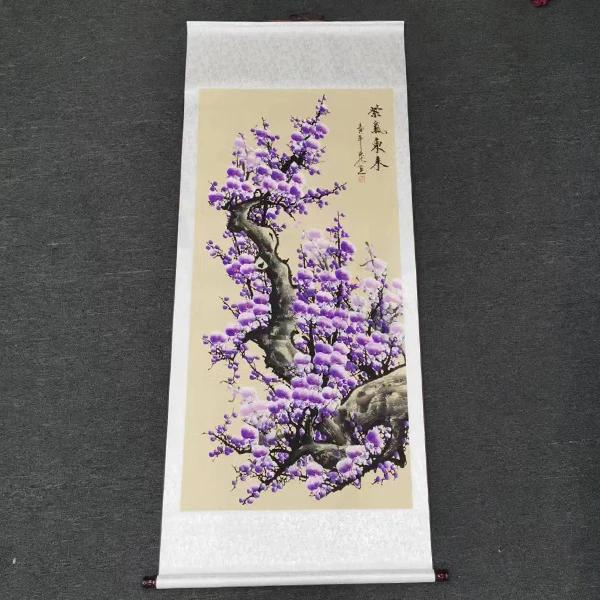 【紫气东来】四尺竖版尺寸1.7米×70公分花鸟国画