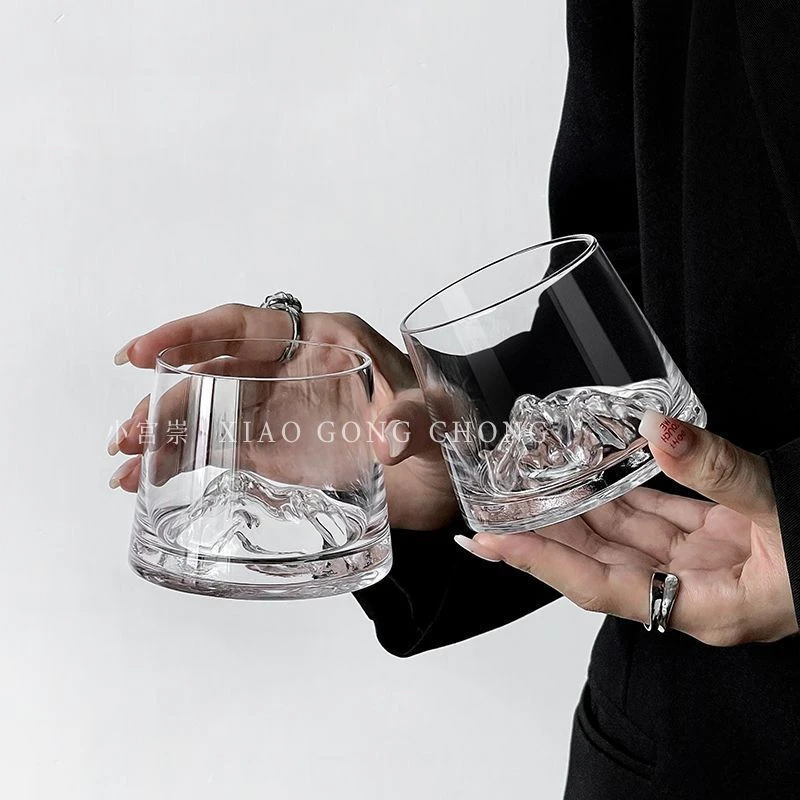 富士山杯中古冰山杯日式ins风观山杯家用茶杯威士忌酒杯洋酒杯TP