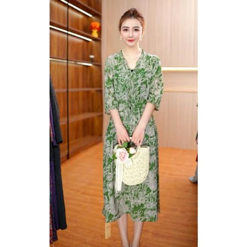 3872-18绿色）新款舒适时尚连衣裙