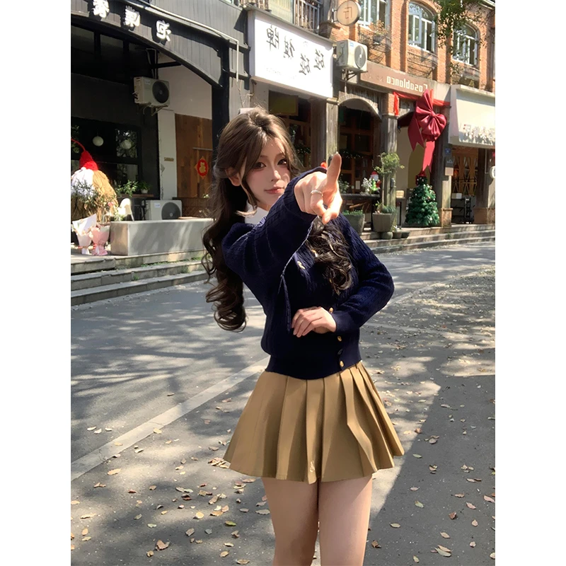 秋季女装韩系学院风jk制服连衣裙miu里miu气穿搭韩剧小香两件套装