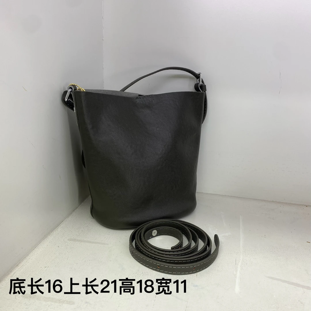 【头层牛皮】真皮女包单肩斜挎包水桶包植鞣子母包