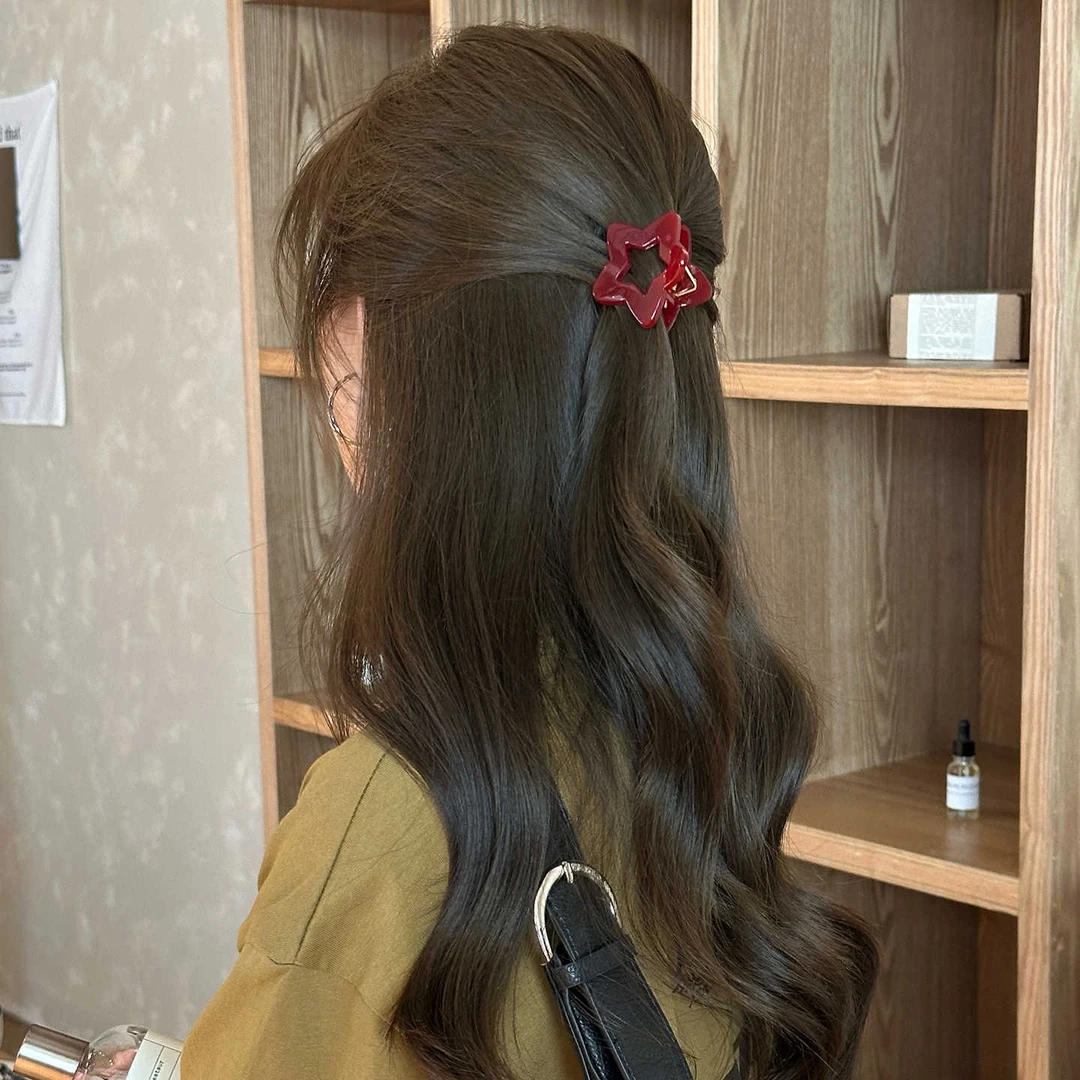 mini star！小号星星抓夹半扎盘发鲨鱼夹后脑勺发抓百搭气质发饰