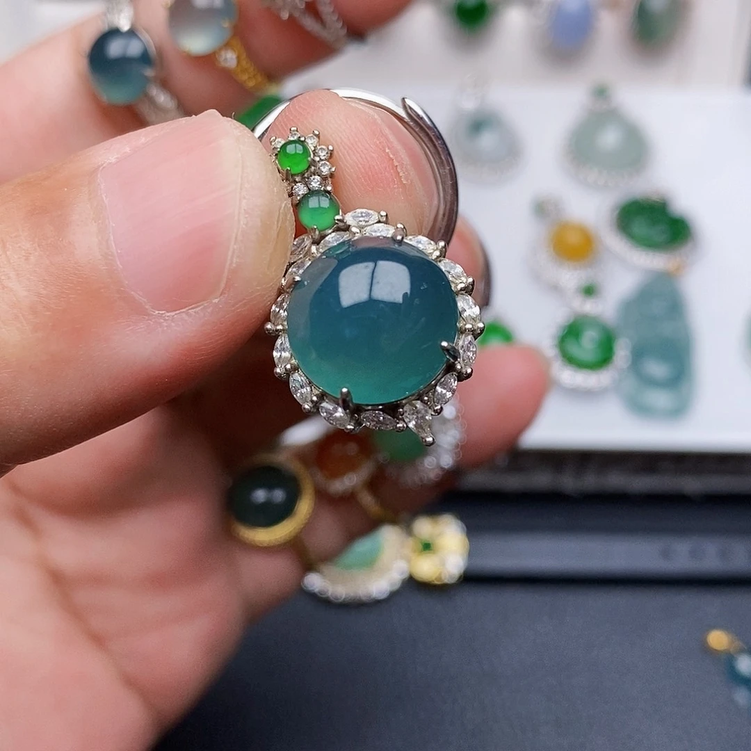 翡翠银S925镶嵌颈饰项链