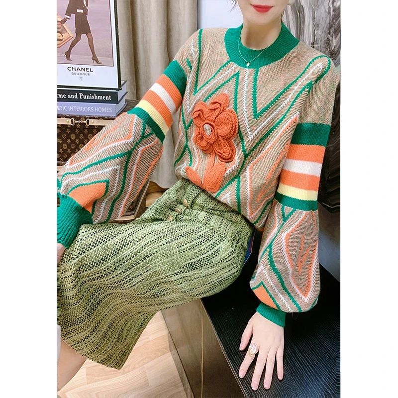 芙娜妮轻奢时髦女装潮流撞色设计感小众高级感复古长裙F2231847B