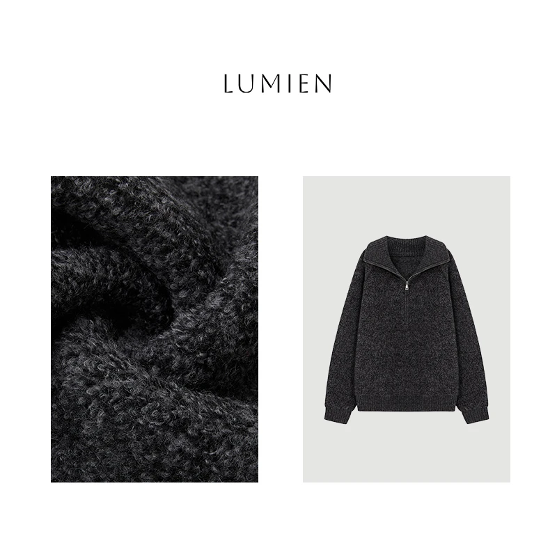 【李星儿 LUMIEN】翻领半拉链套头毛衣LX4KTT30