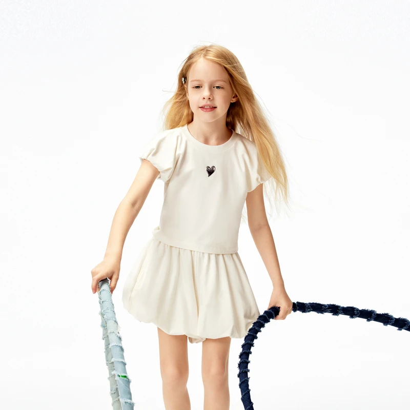 littlemoco童装25夏装新款女童抑菌两件套装短袖短裤#KBE2SUTT02