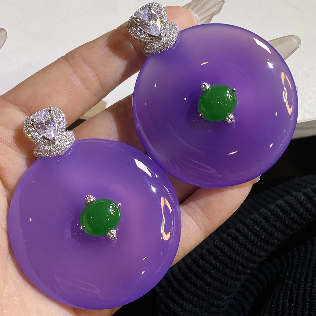 suichen/穗辰多样性发一：925天然紫玉髓国风显白平安扣吊坠毛衣链