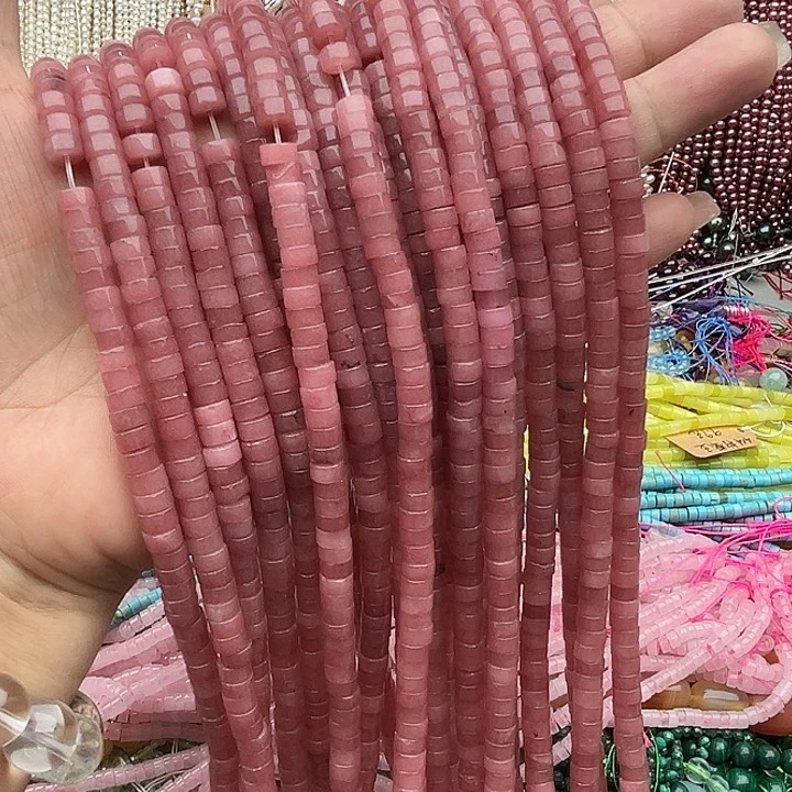 玛瑙/玉髓未镶嵌珠宝半成品一条6/3mm草莓晶直切