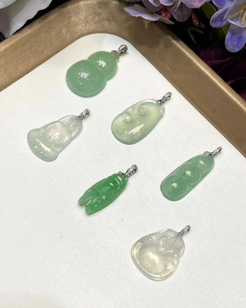 【云中意】18K翡翠小精品吊坠彩虹盘（不含链）-多样性发货-hyj-025