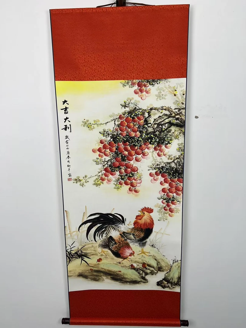 《大吉大利》三尺竖幅卷轴挂画