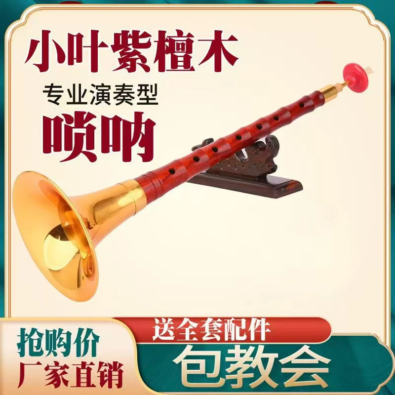 专业演奏唢呐小叶紫檀木唢呐乐器全套d调演奏级成人初学者唢呐