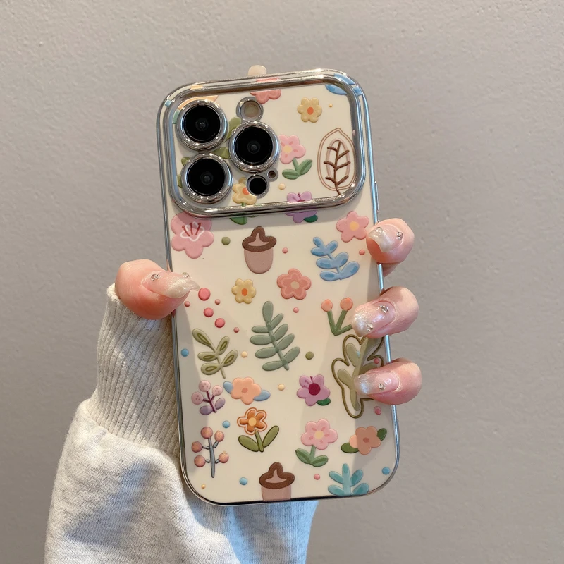 栗子碎花适用苹果17promax手机壳新款iPhone17pro大视窗ins小清新