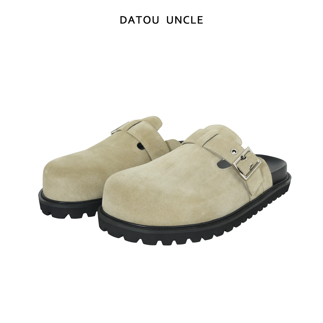【大头叔叔】四季头层牛皮绒勃肯鞋一脚蹬半拖百搭低帮鞋DDX2006