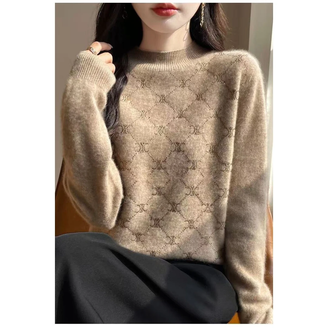 ZHANGLIXI 秋冬气质百搭女士时尚保暖100%羊毛衫 YM-QHDMR-411