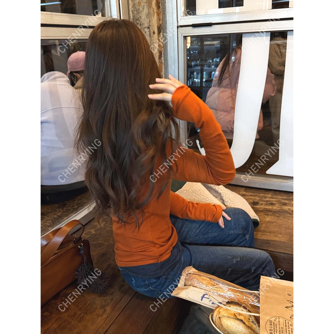 J.JOEY 时尚极简风宽松圆领套头绵羊毛打底T恤 C501117