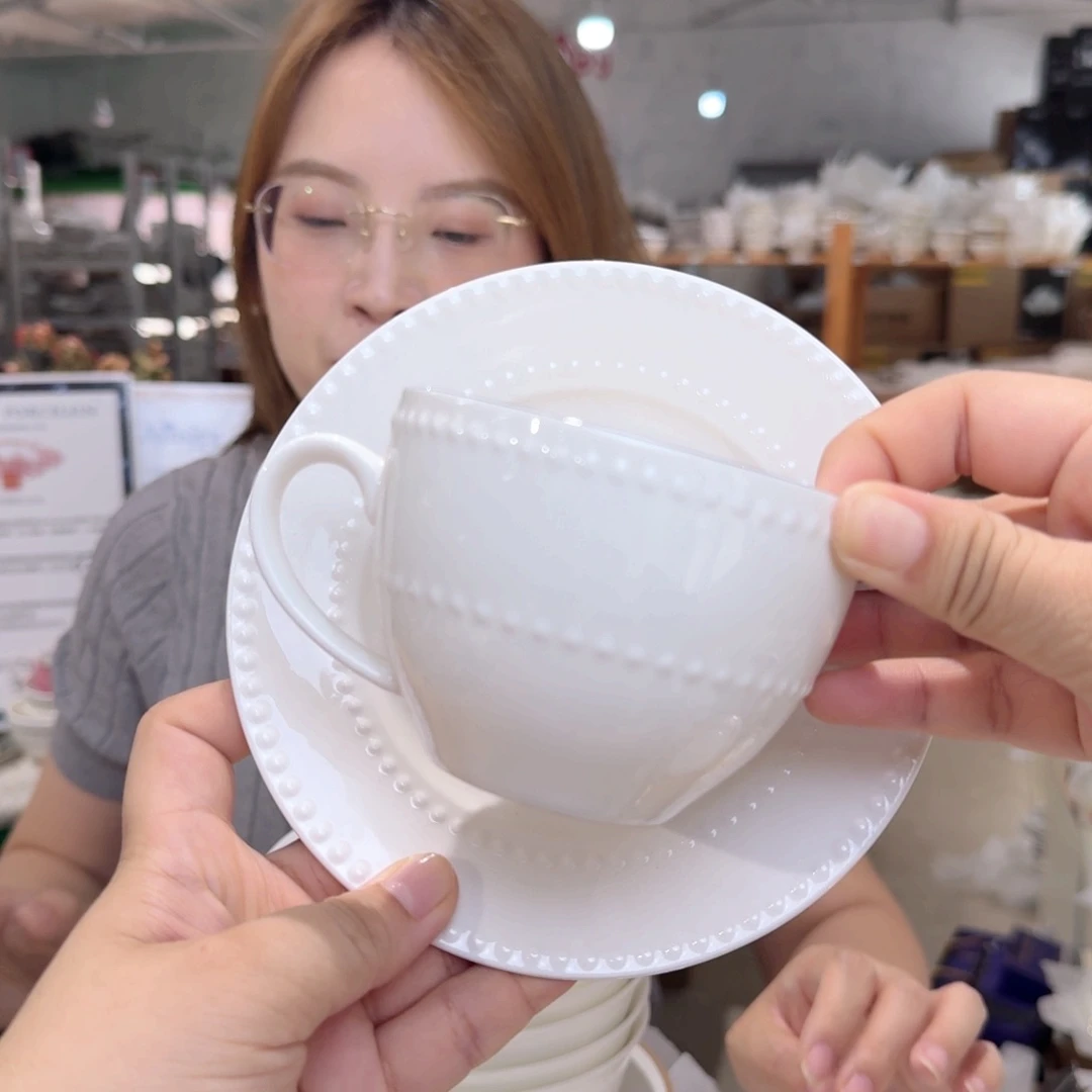 骨瓷骨瓷咖啡杯碟2套（4件）220ml外贸骨瓷微瑕