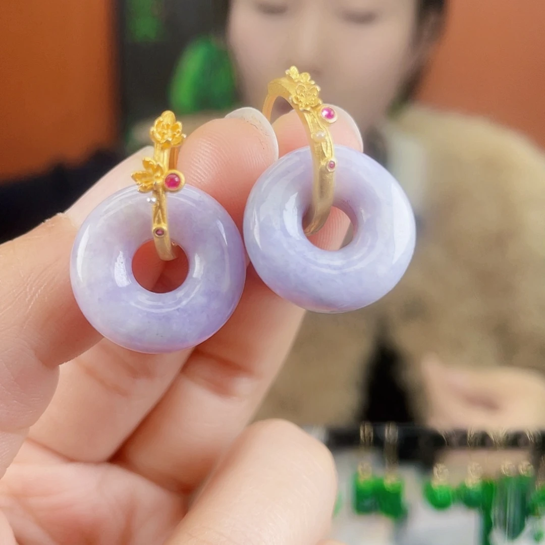 翡翠银S925镶嵌耳饰