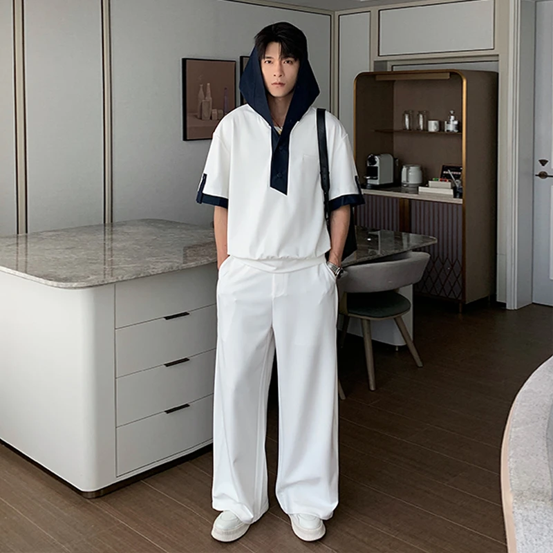 一轩轩轩【南法之夏】夏季学院风男痞帅连帽T恤polo套装25630-25313