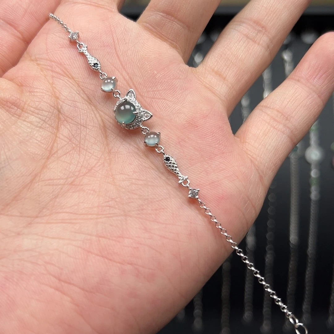 翡翠银S925镶嵌手链