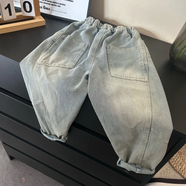 2115秋款新款牛仔裤男女童老爹裤