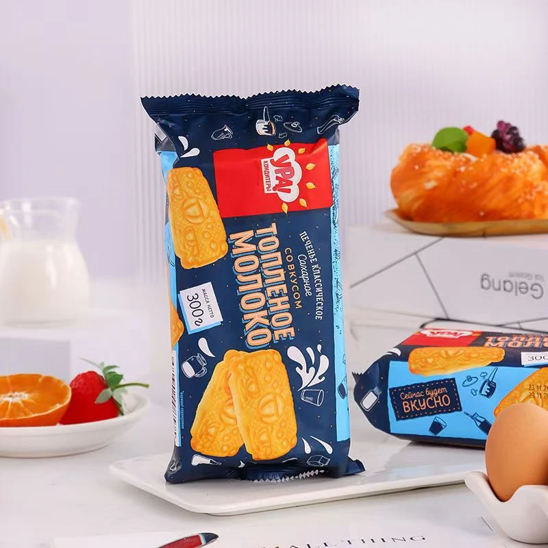 康兆优俄罗斯进口乌拉牌烤奶味饼干早餐饱腹饼干300g