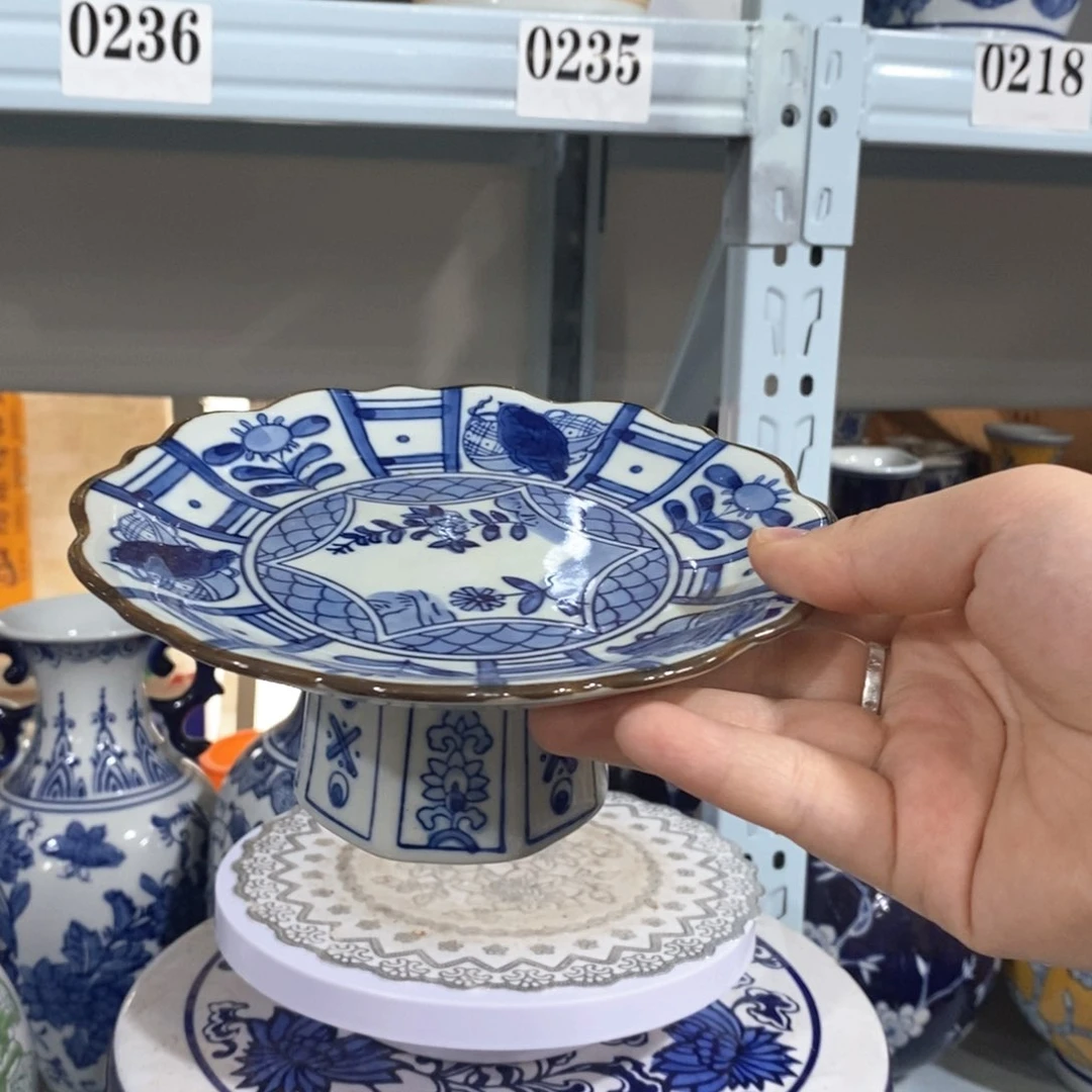 瓶高脚盘花瓶摆件