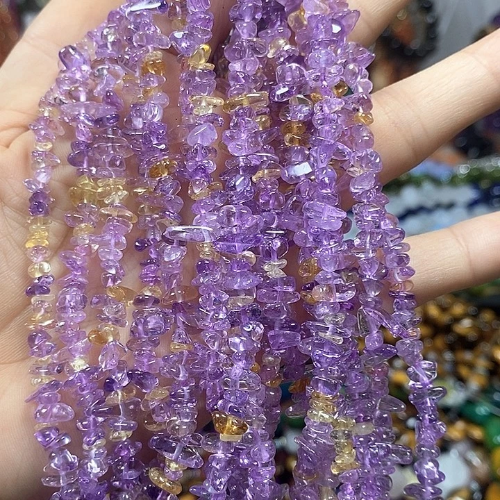 未镶嵌玛瑙/玉髓珠宝半成品天然高透紫黄晶绕手4圈