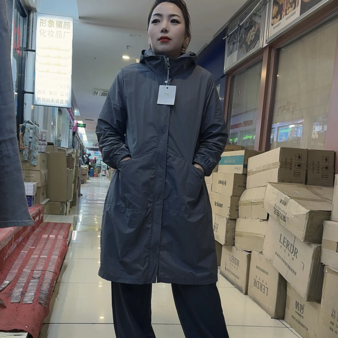 018灰色夏季新款透气防晒衣长款宽松防晒服女薄款