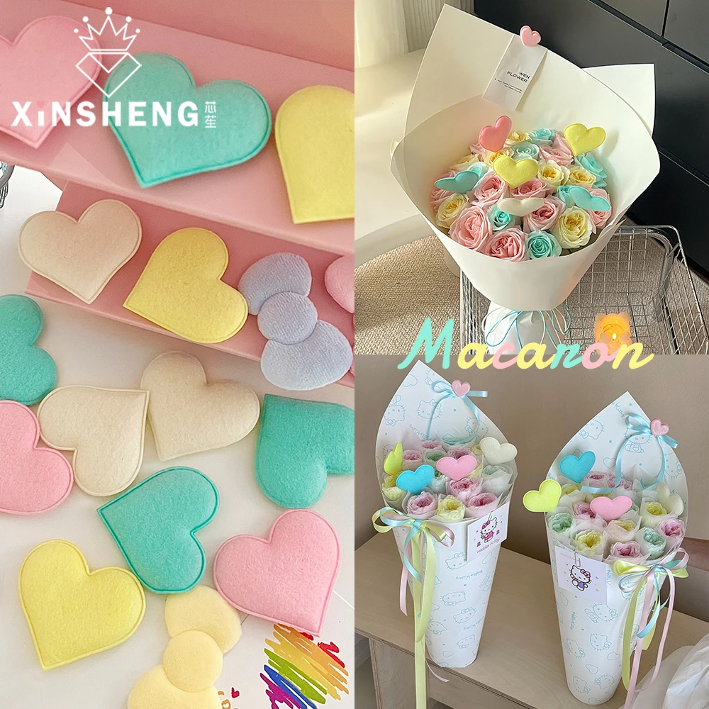【花园时光】芯苼 马卡龙爱心配饰 浪漫鲜花束搭配多巴胺配件资材