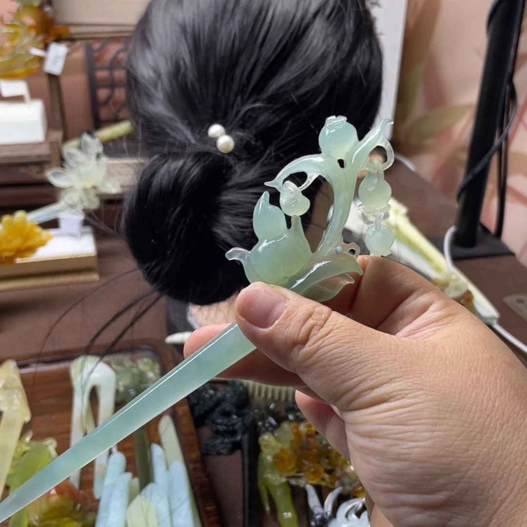 圆***噜岫玉未镶嵌发饰发簪