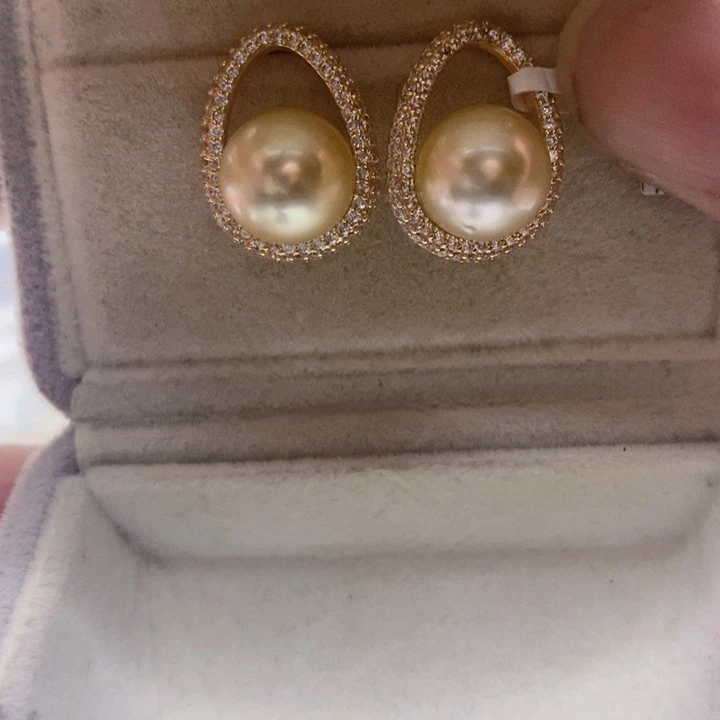 银S925镶嵌耳饰海水珍珠