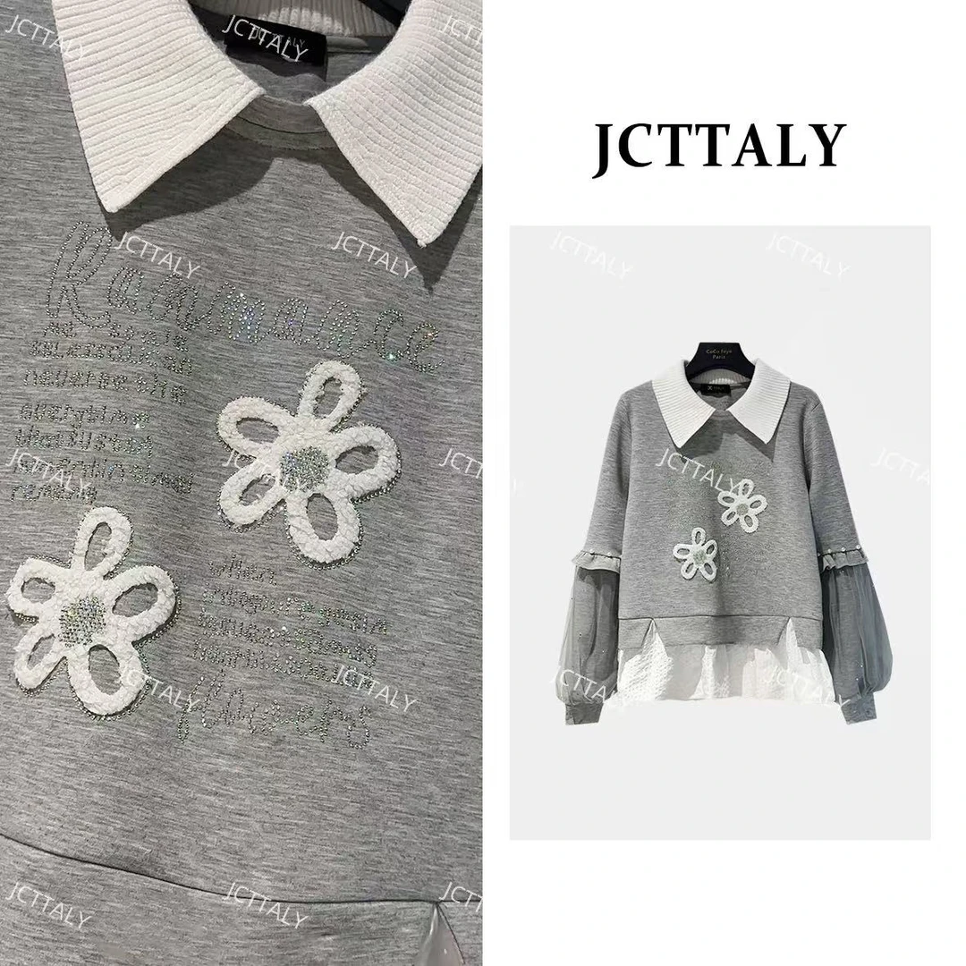 【宠粉价】设计师款女蕾丝拼接长袖卫衣小众百搭秋季女装JC-A4551