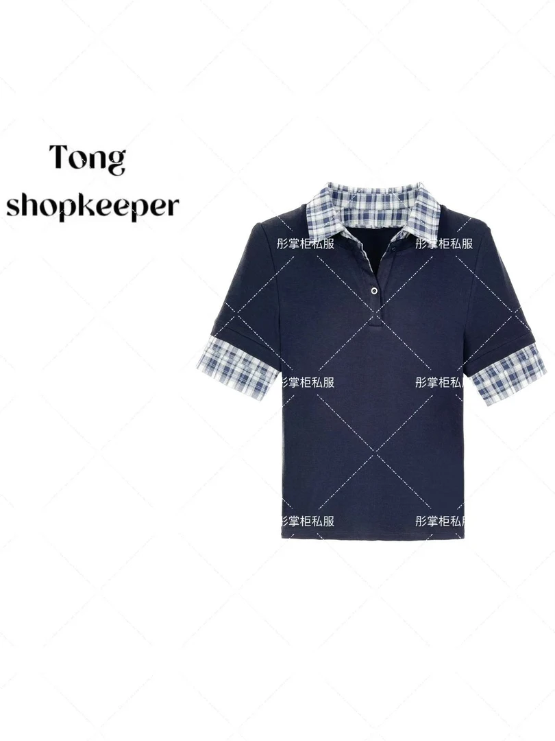 QJ/彤掌柜1681429 春季2025拼接款气质方领莱赛尔天丝羊毛上衣