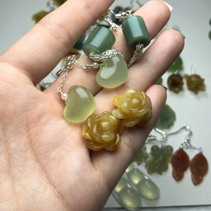 蛇纹石玉耳饰合金用****5