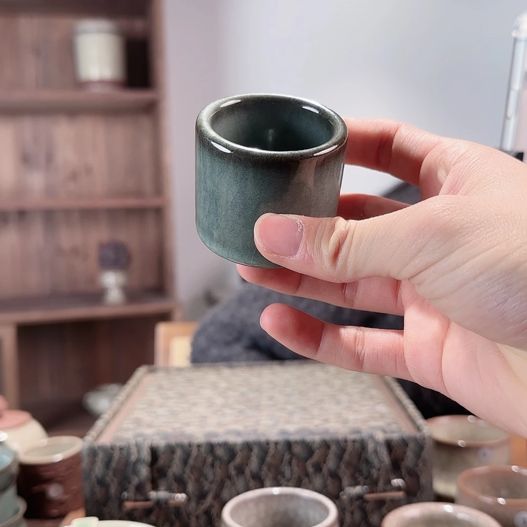 瓷摆件墨青玉扳指小容量