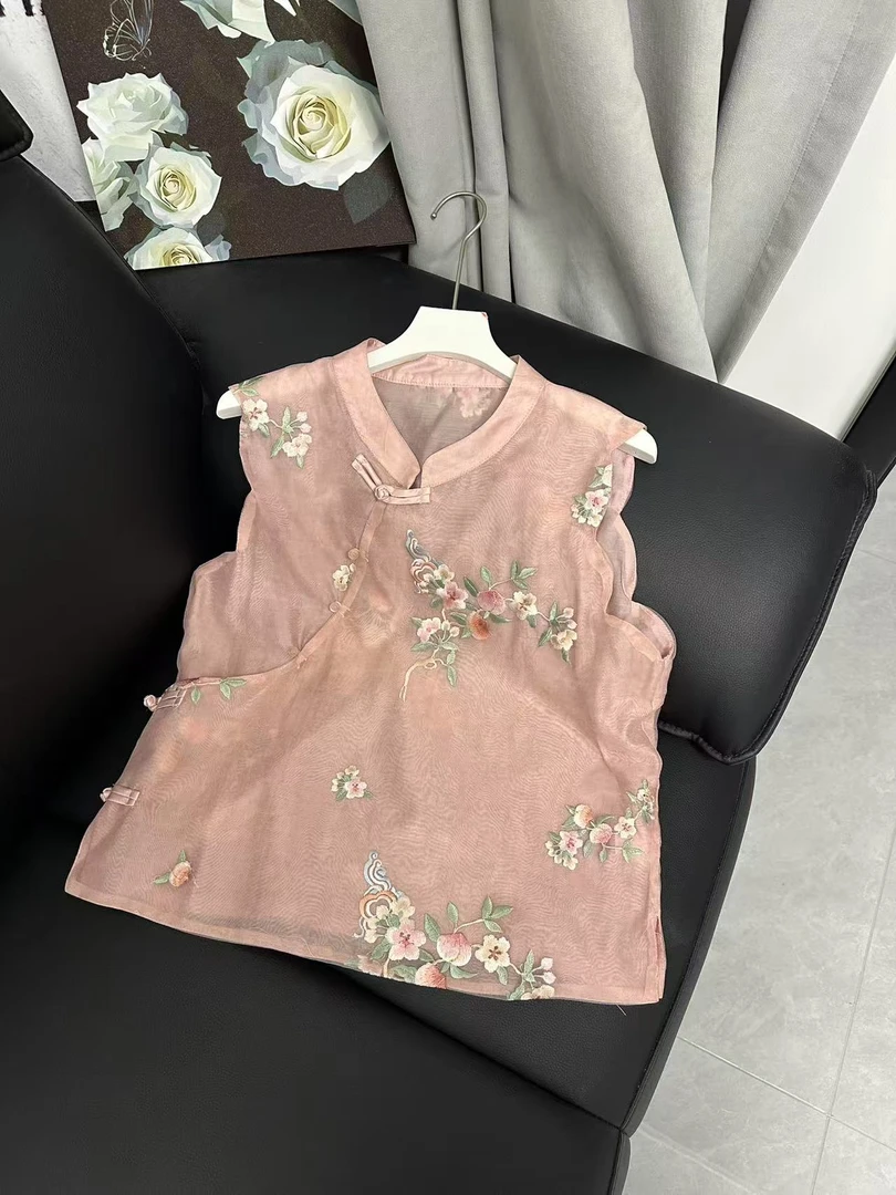 九月  桃之夭    新款中式高定刺绣双层国风中式复古手工夏季马甲