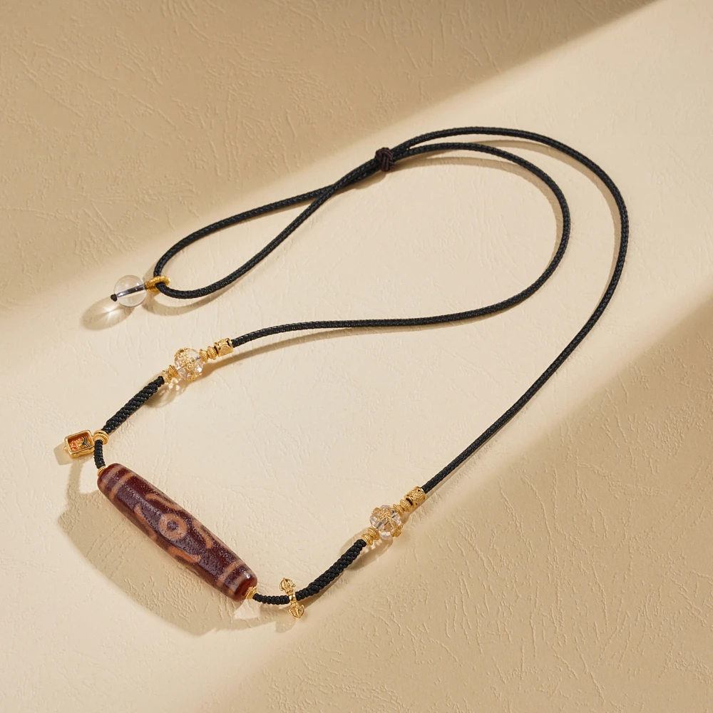 云丹拉姆丨金蟾橘肉天珠锁骨链多样性发其一