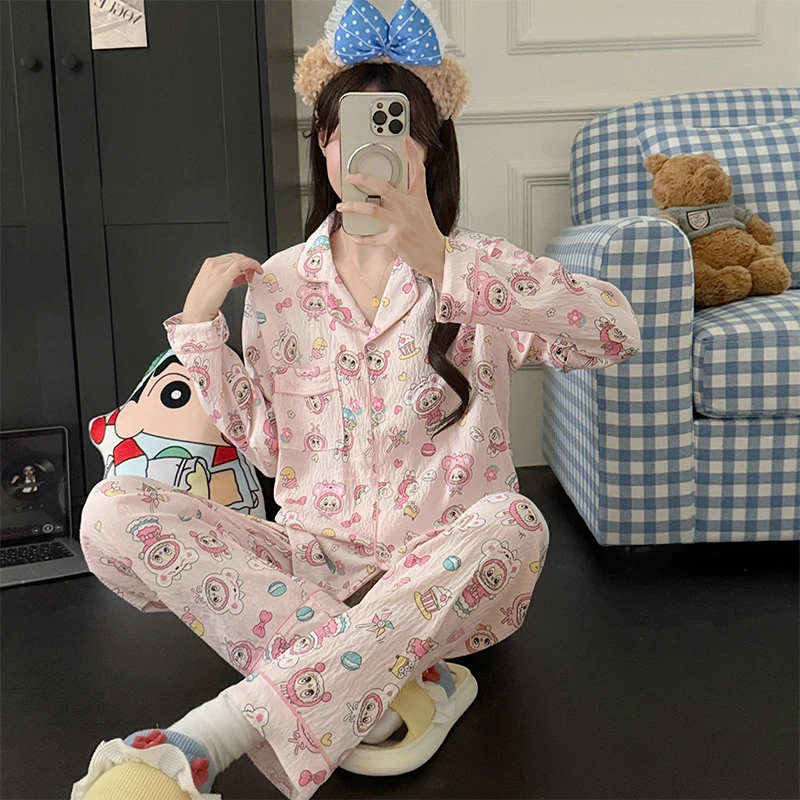 卡通可爱睡衣女2025新款春秋季长袖可外穿亲肤舒适休闲家居服套装