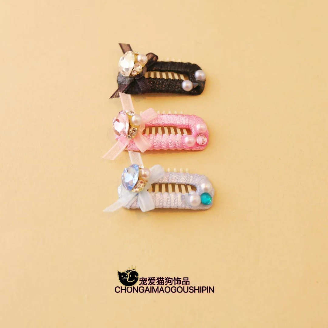 宠物饰品爱心蝴蝶狗狗发夹马尔济斯约克夏A623